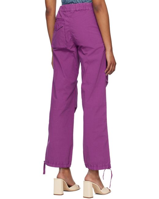 Ganni Purple Tapered-leg Cargo Pants
