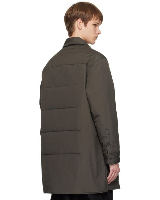 Yohji Yamamoto Black Khaki Broad Gusset Collar Padded Shirt for men