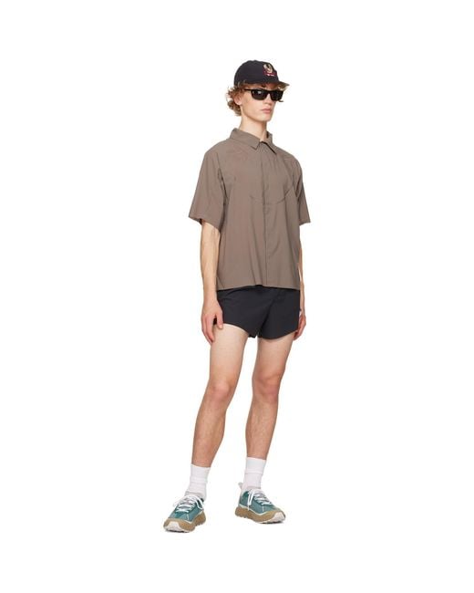 Satisfy Gray Taupe Peaceshell River Short Sleeves Shirt for men