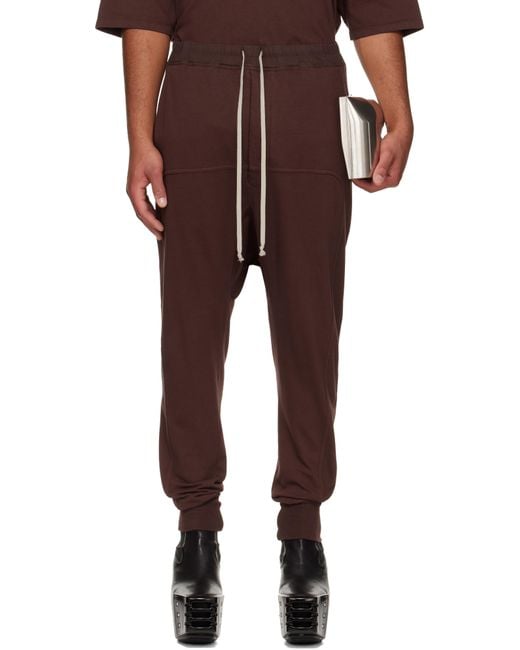 Rick Owens Brown Burgundy Concordians Drawstring Sweatpants for men