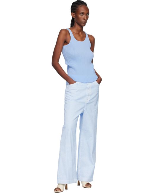 Issey Miyake Hatching Bottoms Tank Top in Blue | Lyst