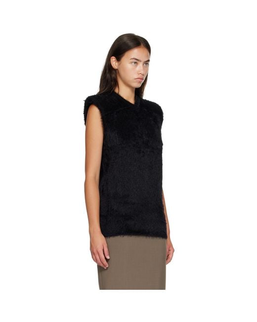 Mugler Black Brushed Knit Sleeveless Vest