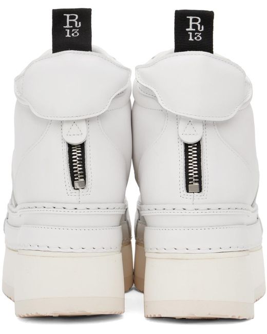 R13 White Riot Leather Sneakers