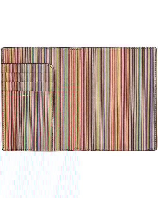 Paul Smith Black Signature Stripe Interior Leather Passport Holder for men