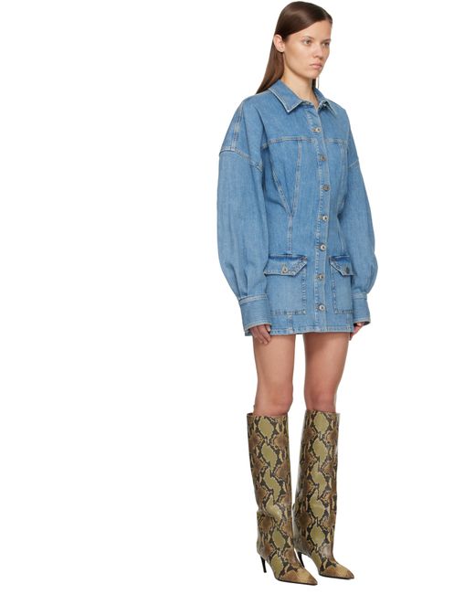 Robe Courte Bleue En Denim À Effet Délavé The Attico en coloris Blue