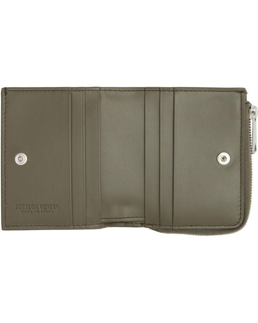 Bottega Veneta Green Khaki Intrecciato Stamp Bi-Fold Wallet for men
