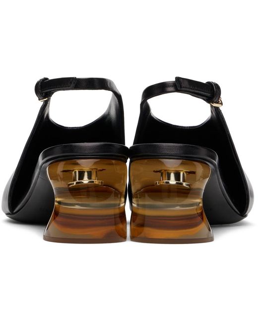 Chaussures à talon bottier noires en cuir Jil Sander en coloris Black
