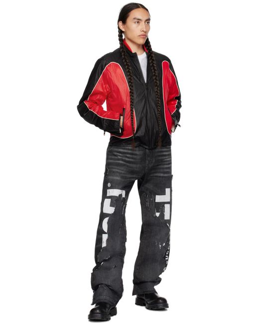 DIESEL Red Nylon Jacket With Contrast Detailing for men