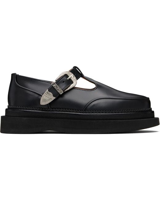 Toga Virilis Black Hard Leather Loafers for men