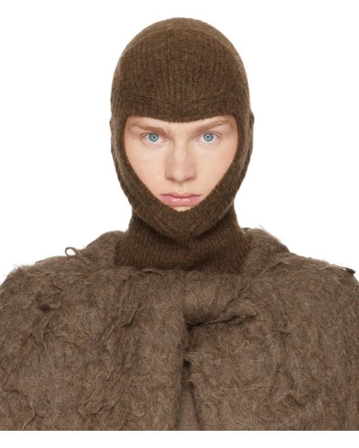 Rick Owens Brown Porterville Alpaca Knit Skull Balaclava for men