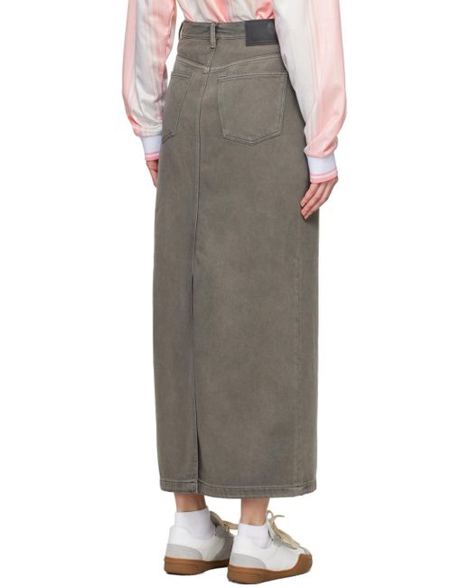 Acne Gray Faded Denim Maxi Skirt