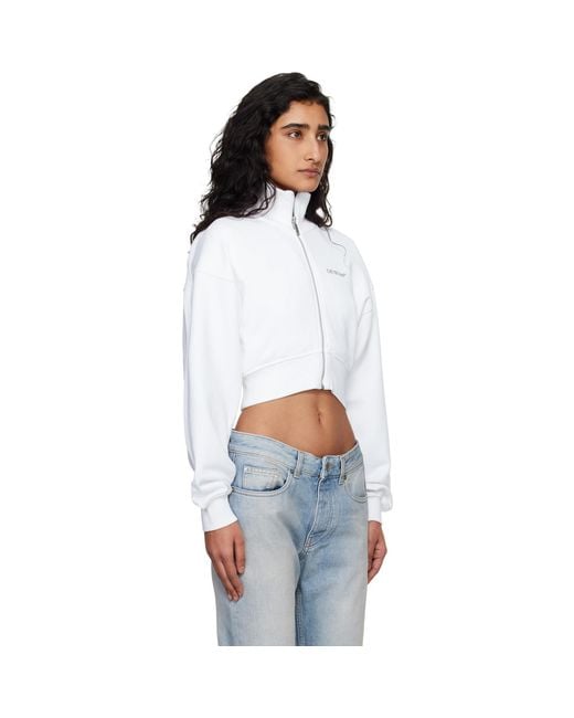 Off-White c/o Virgil Abloh White Arrow Glowing Flower Crop Zip Jacket