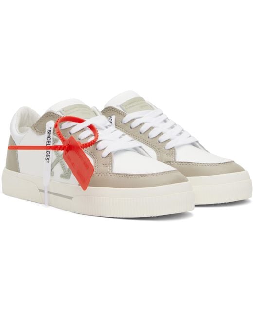 メンズ Off-White c/o Virgil Abloh ホワイト＆トープ Vulcanized レザースニーカー Black