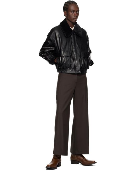 Low Classic Black Short Faux-leather Jacket for men