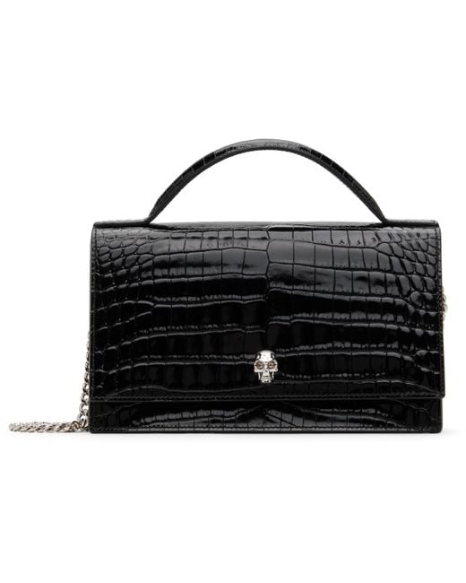 Alexander McQueen ブラック トップハンドル スカル バッグ Black