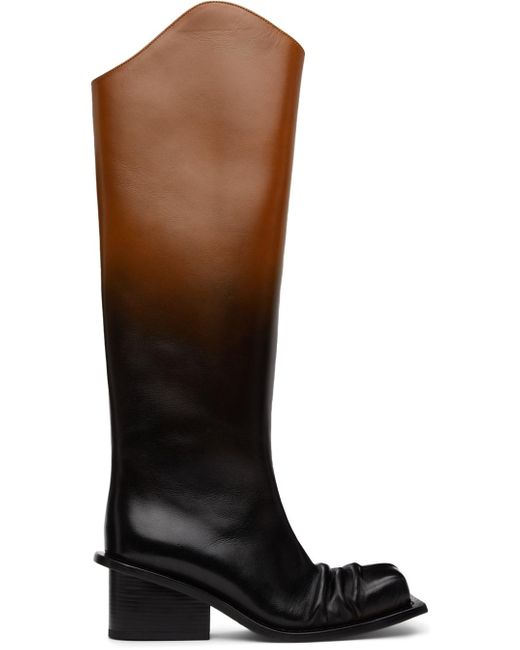 FIDAN NOVRUZOVA Brown Equestrian Chunky Heel Boots