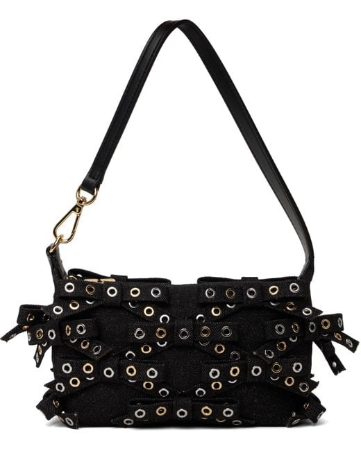 Ganni Black Denim Small Butterfly Pouch Bow Bag