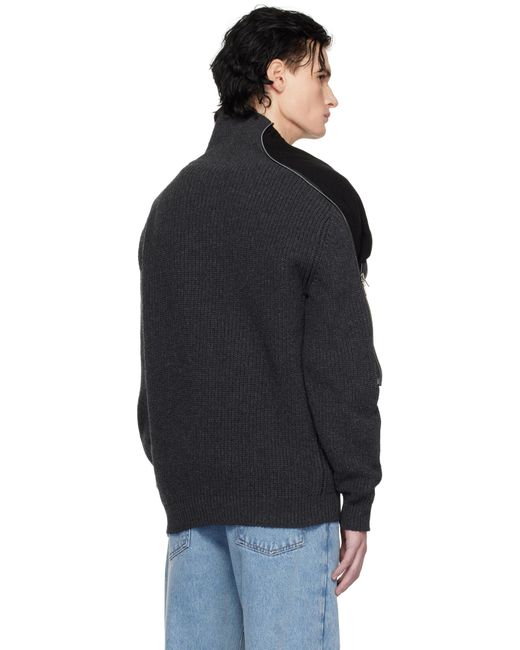 Y. Project Black Zip Insert High Neck Sweater for men