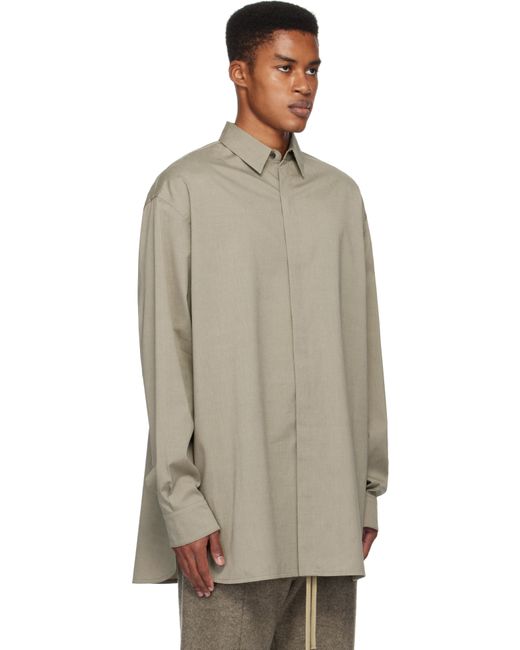 メンズ Fear Of God カーキ ベンチレーション ボタンアップシャツ Natural
