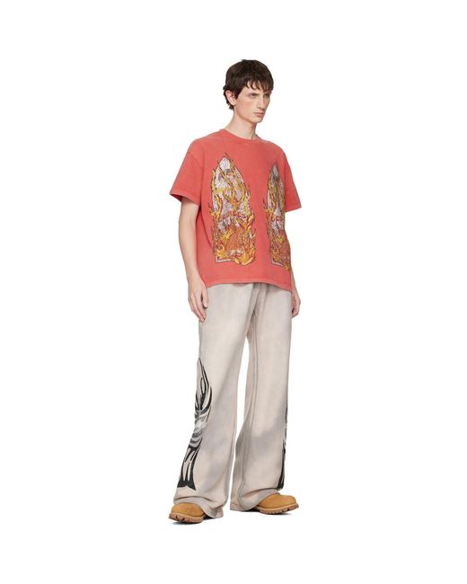 Who Decides War Red Rhinestone Flame Glass T-Shirt for men