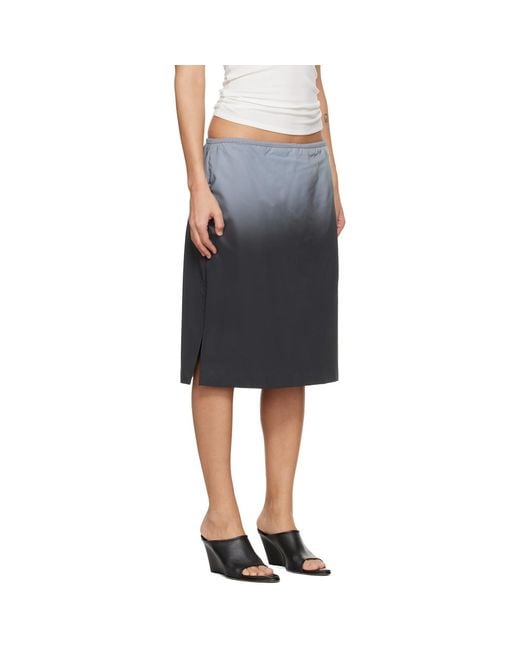Alexander Wang Black Reflective Mid-Rise Midi Skirt