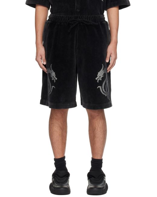 Alexander Wang Black Dragon Crystal Hotfix Shorts for men