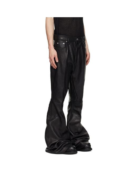 Rick Owens Black Tower Bolan Bootcut Leather Pants for men