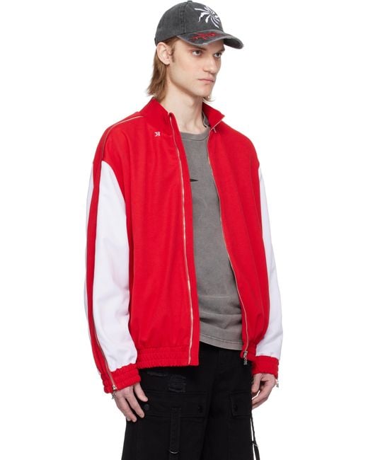メンズ Kusikohc レッド＆ホワイト Full Zip Fleece トラックジャケット Red