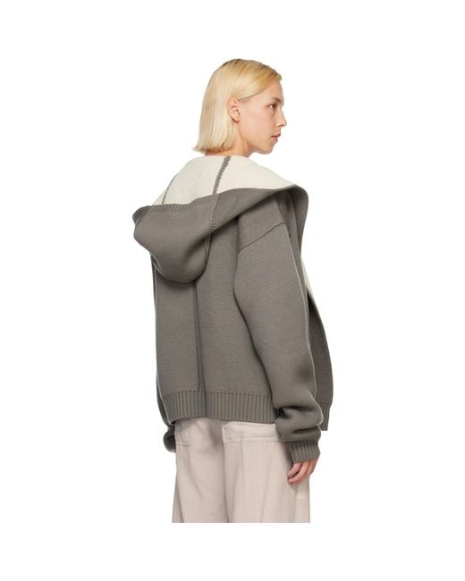 Rick Owens Gray Off- Tower Reversible Robe Hoodie