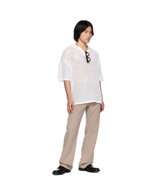 Wooyoungmi White Dropped Shoulder Polo for men