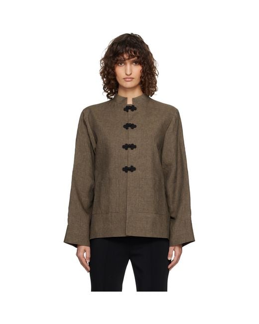 Rohe Brown Pankou Closure Linen Jacket