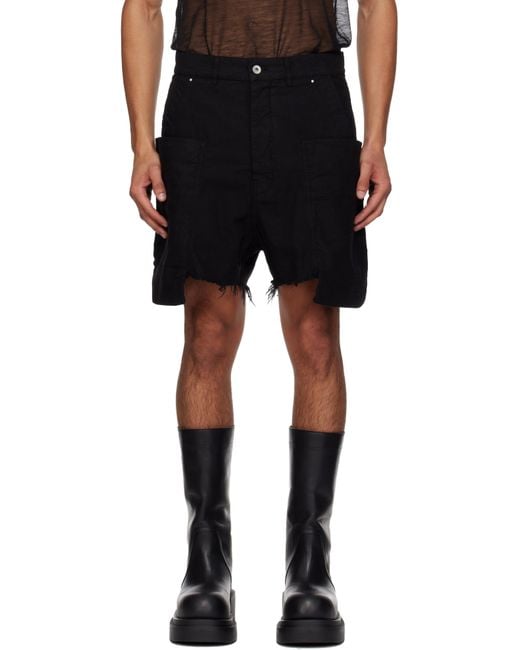 Rick Owens Black Concordians Stefan Cargo Shorts for men