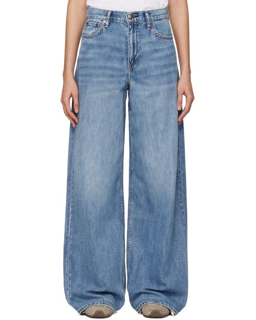 Rag & Bone Blue 'The Sofie' High-Rise Ultra Wide Jeans