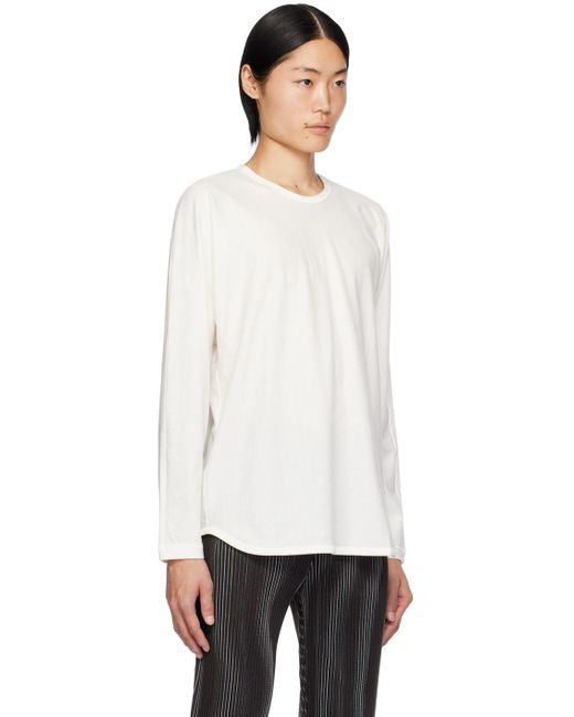 Homme Plissé Issey Miyake Homme Plissé Issey Miyake White Release-t 2 Long Sleeve T-shirt for men