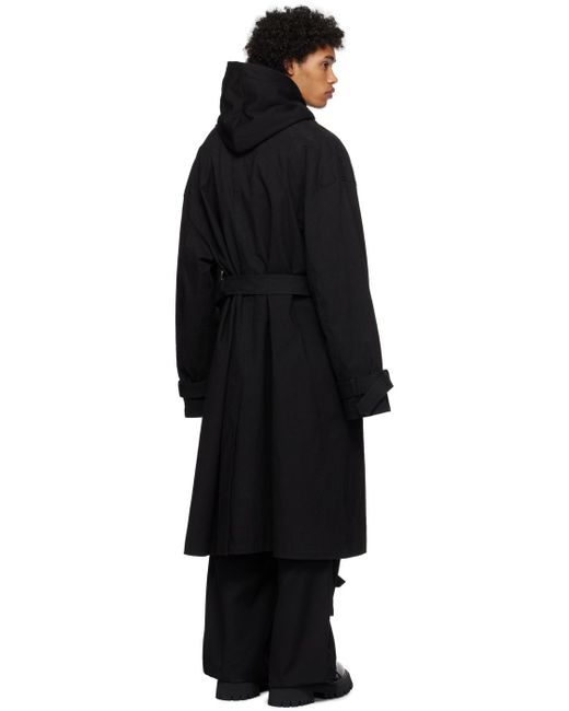 Juun.J Black Belted Trench Coat for men