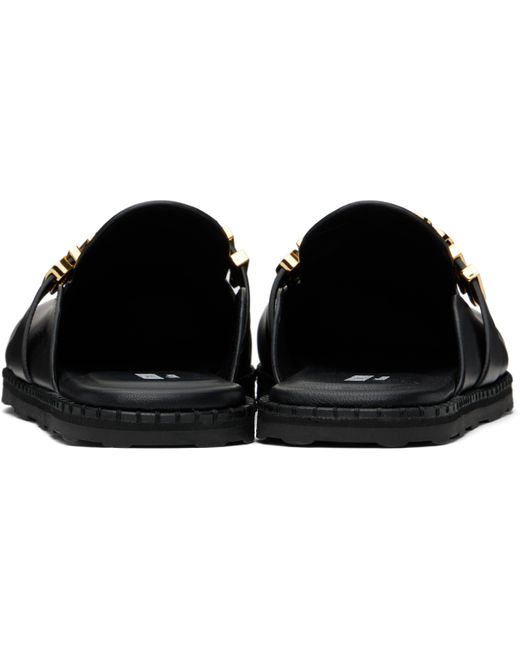 メンズ Moschino ブラック レザー ミュール Black