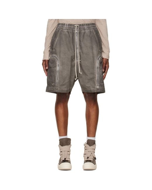 Rick Owens Gray Tower Bauhaus Denim Shorts for men