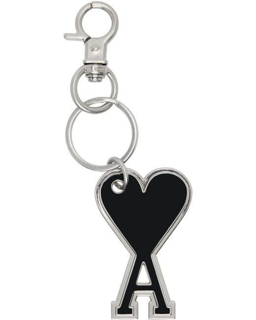 Porte-clés argenté et noir à logo ami de cœur AMI pour homme en coloris Black