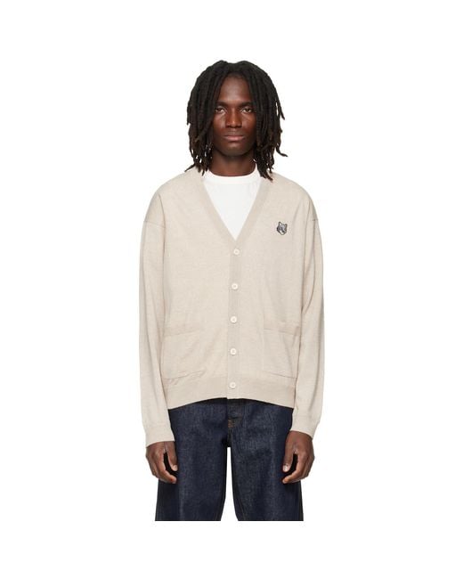 Maison Kitsuné Natural Fox Head Merino Comfort Cardigan for men