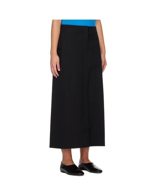 Veilance Black Serin Wool Maxi Skirt