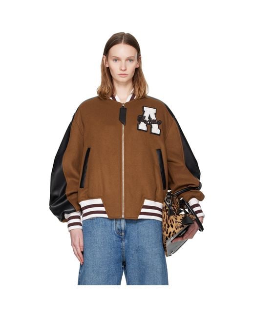 The Attico Brown Tan Wool Bomber Jacket
