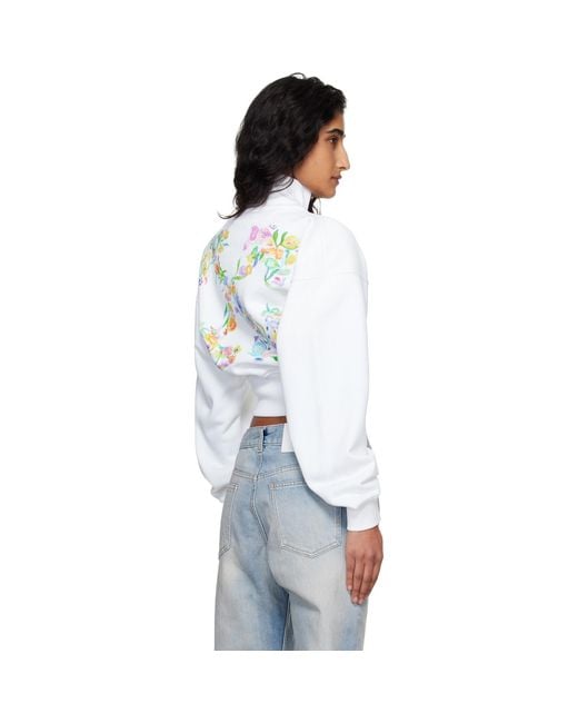 Off-White c/o Virgil Abloh White Arrow Glowing Flower Crop Zip Jacket
