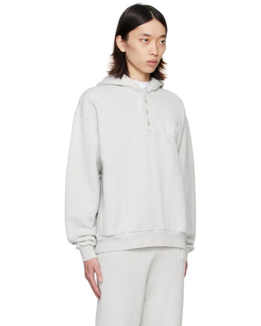 Moschino White Gray Buttoned Hoodie for men