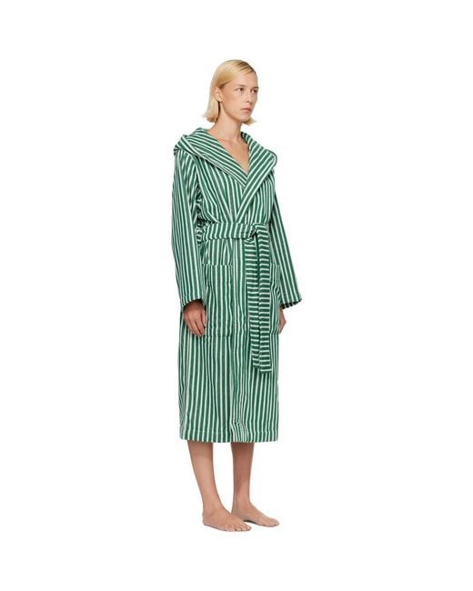 Tekla Green Terry Hooded Bathrobe
