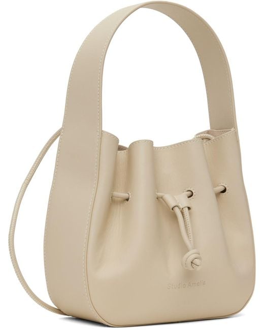 STUDIO AMELIA Natural Mini Cinched Top Handle Bag
