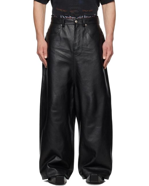 Pantalon Noir En Cuir Poli À Entrejambe Bas Balenciaga pour homme en coloris Black