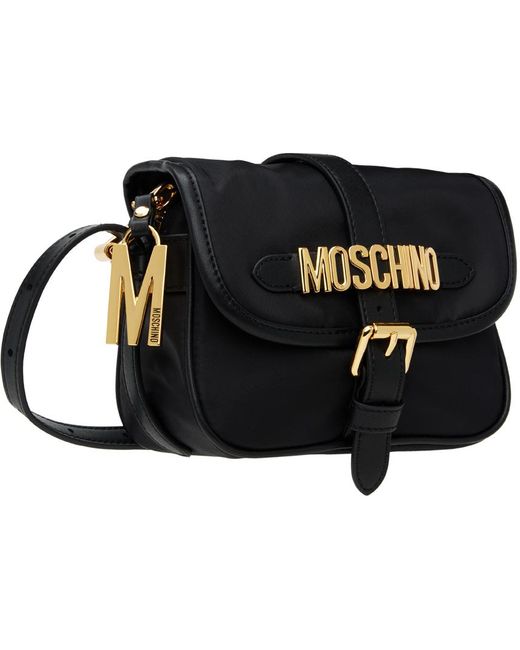 Moschino Black Lettering Logo Nylon Crossbody Bag