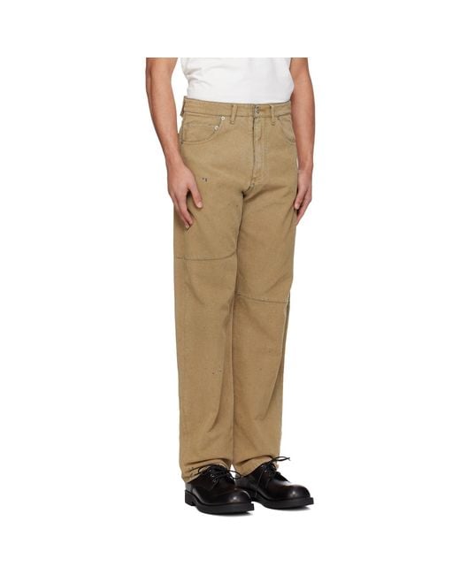 MM6 by Maison Margiela Natural Straight-Leg Faux-Suede Jeans for men