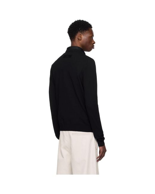 HUGO Black Regular Fit Crewneck Soft Yarns Sweater for men