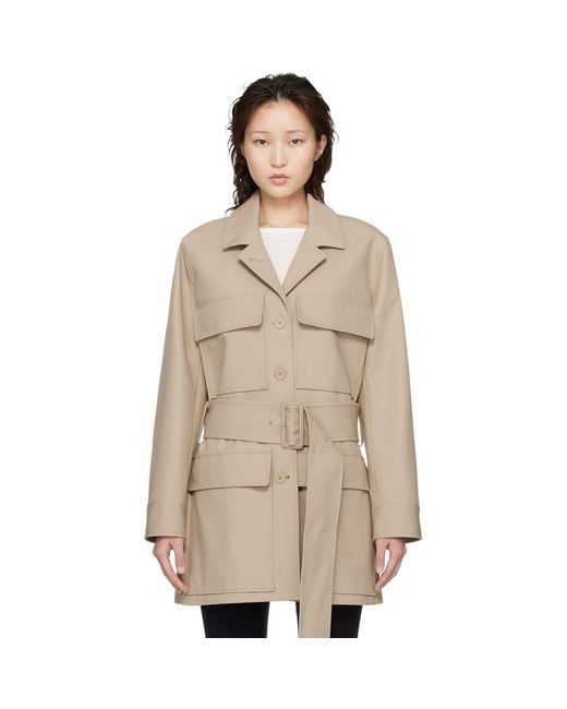 Courreges Natural Utility Belted Coat